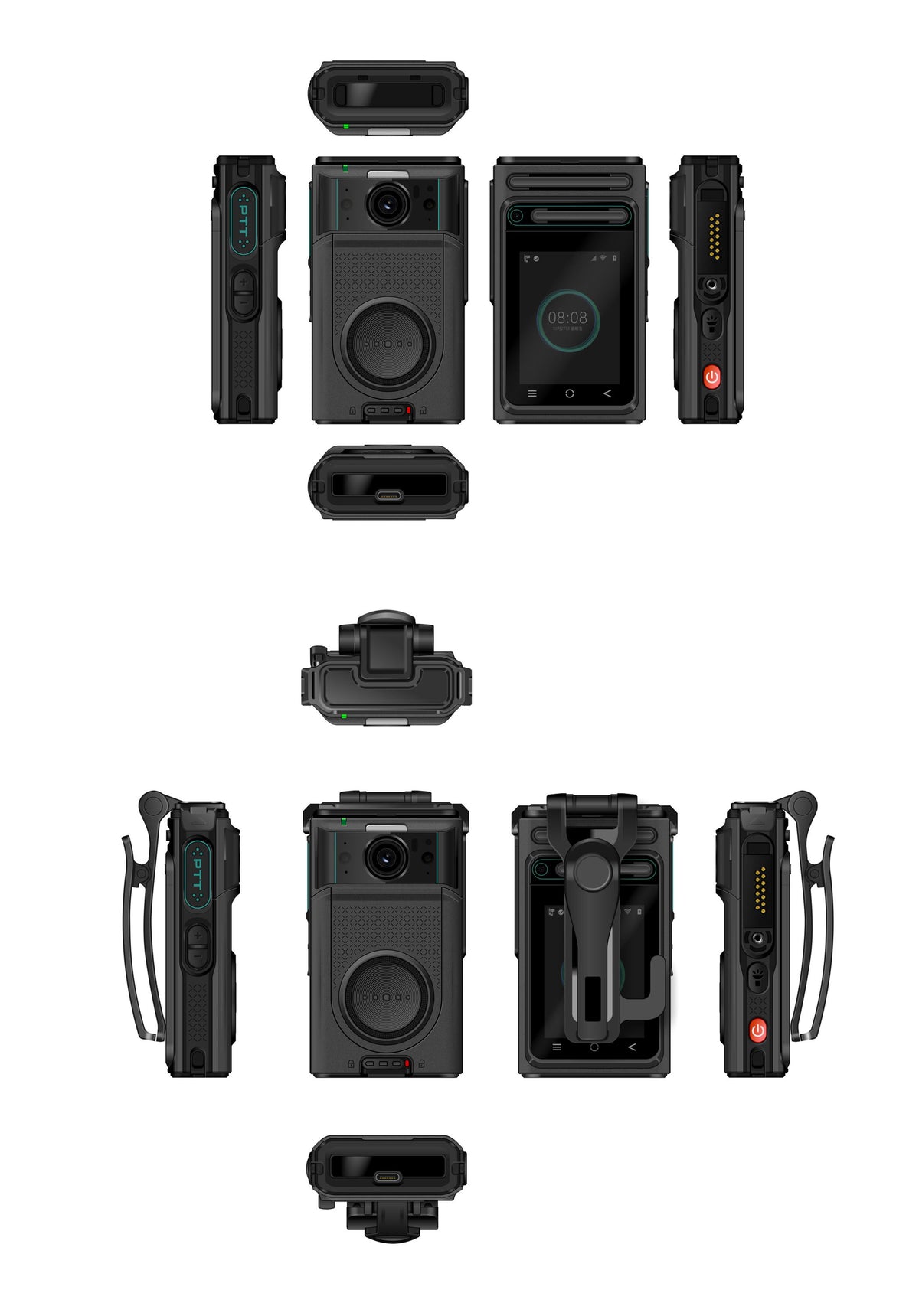 4G Body Worn Camera Global PTT Communication Real Time Video GPS BeiDou GLONASS 2.4 Inch IPS Touchscreen Portable