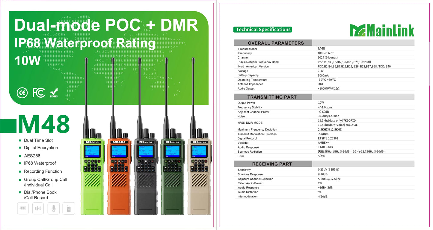 Dual Mode 4G POC DMR Walkie Talkie