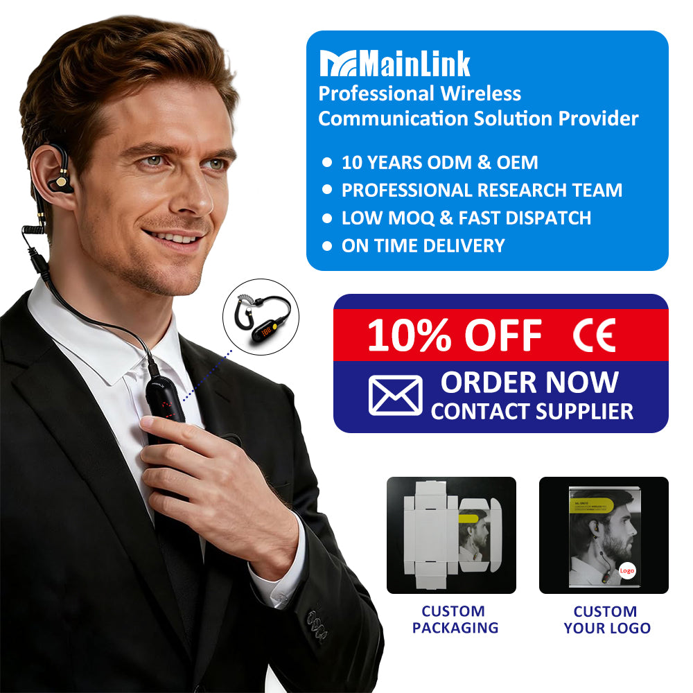 Restaurant Walkie Talkie Earhook 0.5W Walkie Talkie Long Range Mini Ear Walkie Talkies for Hotel Restaurant Bar Beauty Salon
